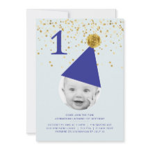 Party Hat - 1st Birthday Invitation