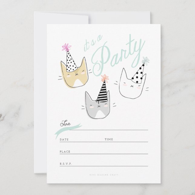 Party Hat Cats Invite (Front)