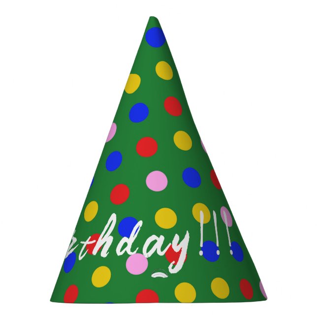 Party Hat_green with colourful dots, editable text Party Hat (Right)