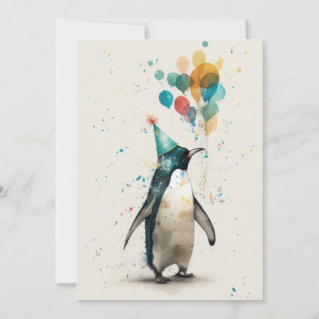 Party Hat Penguin Flat Greeting Card (Front)