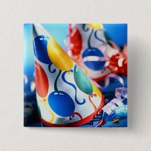 Party Hats 2 Inch Square Button