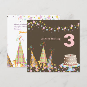 Party hats, Children Birthday Party Invitation