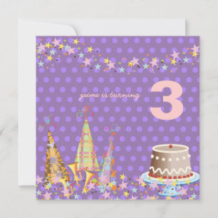 Party hats, Children Birthday Party Invitation