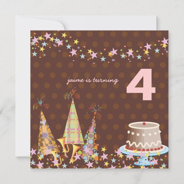 Party hats, Children Birthday Party Invitation (Front)