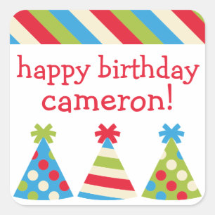 Party Hats Personalized Birthday Stickers