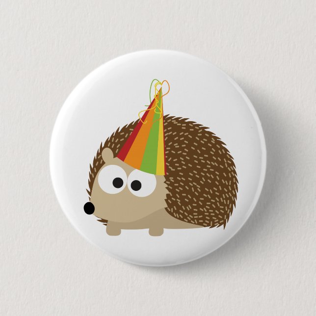 Party hedgehog 2 inch round button (Front)