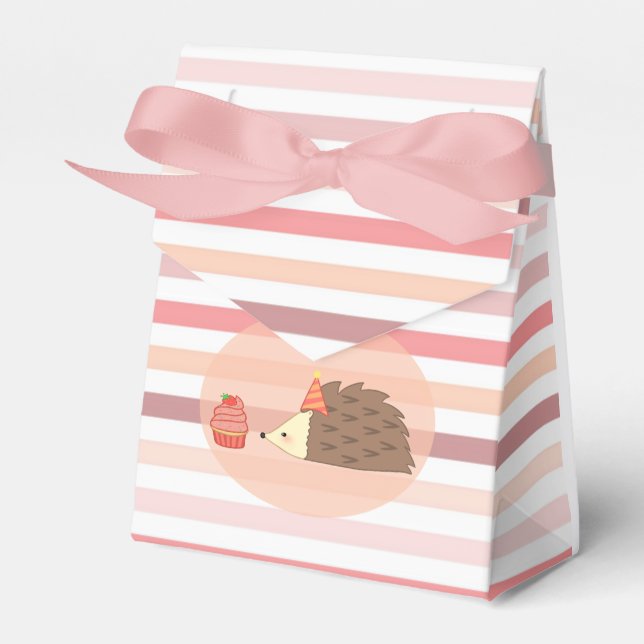 Party Hedgehog and Cupcake Favor Box (Front Side)