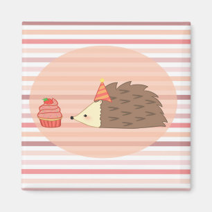 Party Hedgehog and Cupcake Magnet
