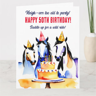 Party horses birthday party funny  card