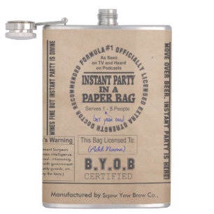 Party In A Paper Bag Customizable Hip Flask