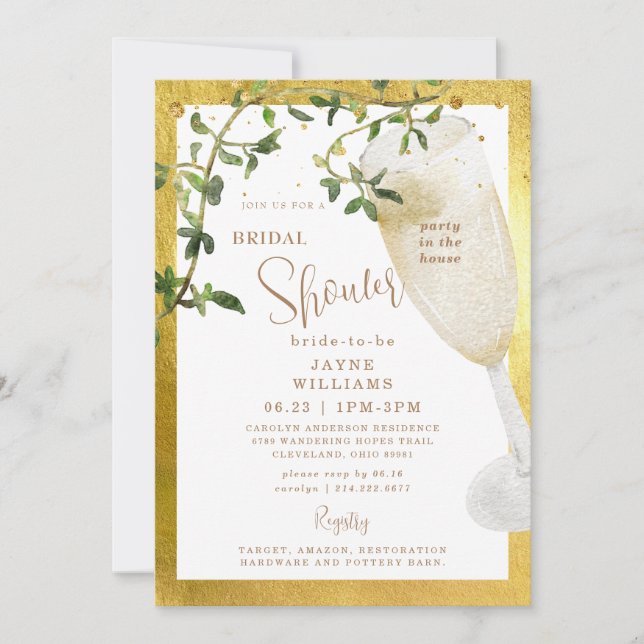 Party in the House Champagne Bridal Shower II Invitation (Front)