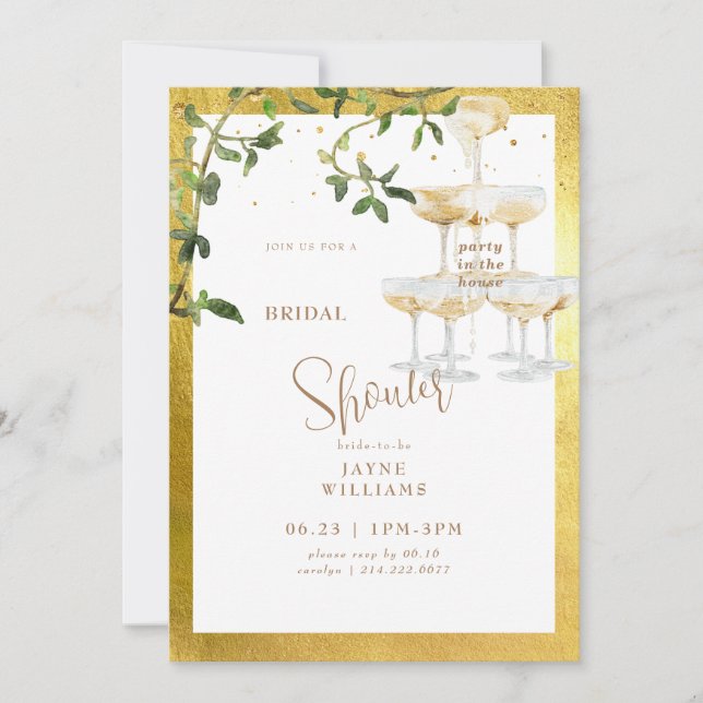 Party in the House Champagne Tower Bridal Shower Invitation (Front)