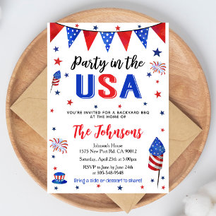 Party in the USA 4th of July Backyard BBQ Invite
