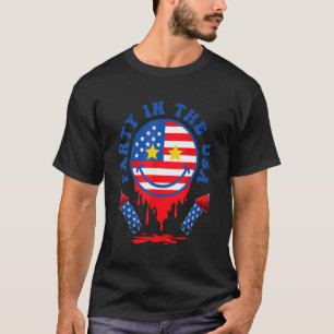 Party in the USA 4th of July Firework Preppy Smile T-Shirt