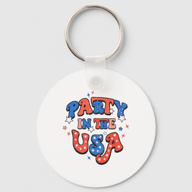 Party In The Usa 4th Of July Independence Day Usa  Keychain (Front)
