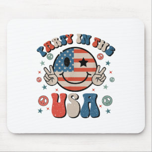 Party In The Usa 4th Of July Preppy Smile Kids Men Mouse Pad