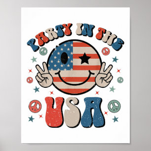Party In The Usa 4th Of July Preppy Smile Kids Men Poster