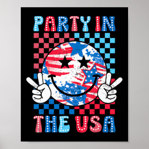 Party In The Usa 4th Of July Preppy Smile Kids Men Poster