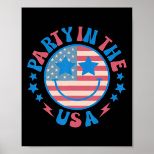 Party In The Usa 4th Of July Preppy Smile Shirts M Poster