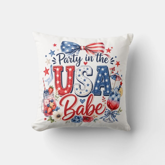 Party in the USA Babe Throw Pillow (Front)