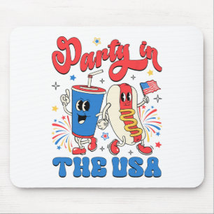 Party In The Usa Cute Soda And Hotdog Patriotic 4t Mouse Pad