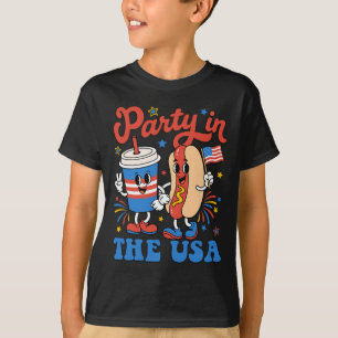 Party In The Usa Cute Soda And Hotdog Patriotic 4t T-Shirt