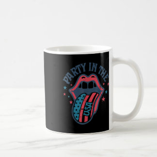 Party In The Usa Flag Tongue Retro 4th Of July Coffee Mug
