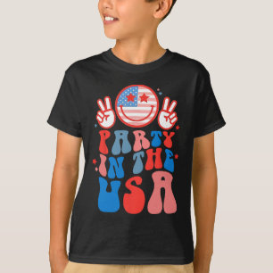 Party In The Usa Happy Face Smile American Flag 4t T-Shirt