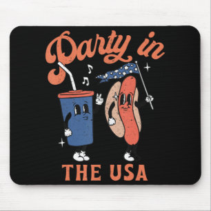 Party In The Usa Hot Dog Love USA Fun Fourth Of J Mouse Pad