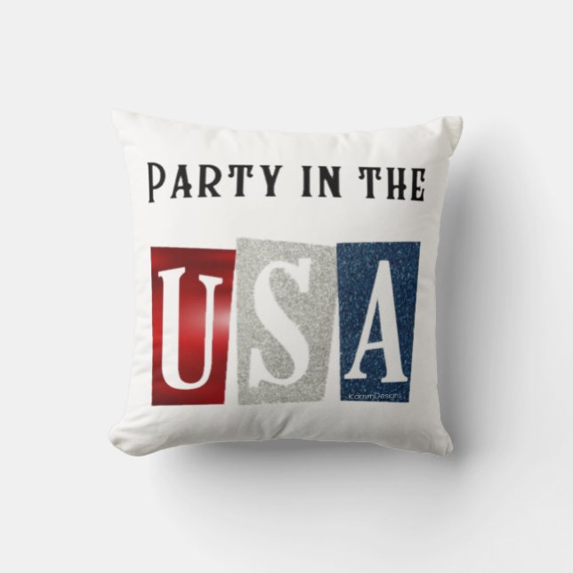 Party in the USA Throw Pillow (Front)