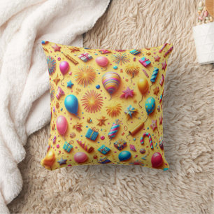Party in Yellow Throw Pillow