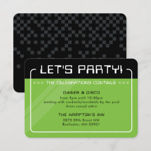 PARTY INFO INSERT modern gamer black green Invitation