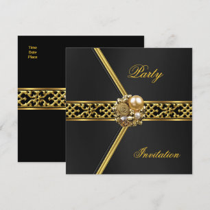 Party Invitation All Occasions Black Velvet Gold