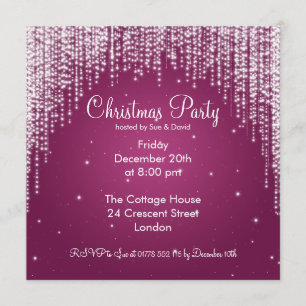 Party Invitation Elegant Falling Sparkle Berry