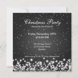 Party Invitation Elegant Sparkle Custom Black