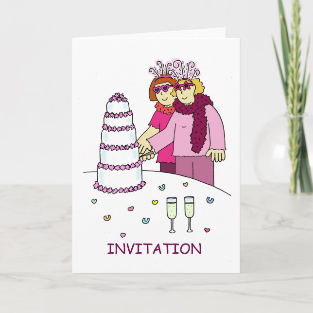 Party Invitation Lesbians in Funky Outfits (Front)