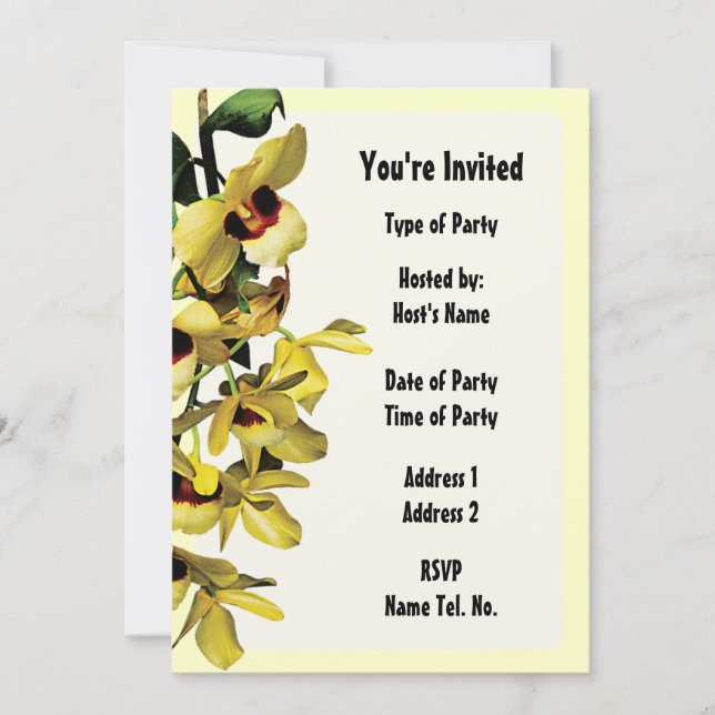 Party Invitation - Orchid Design (Front)