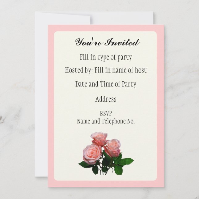 Party Invitation - Rose Design (Front)