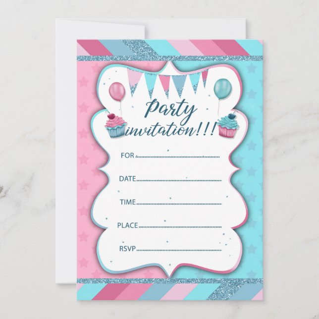 Party invitation to write by hand (Front)