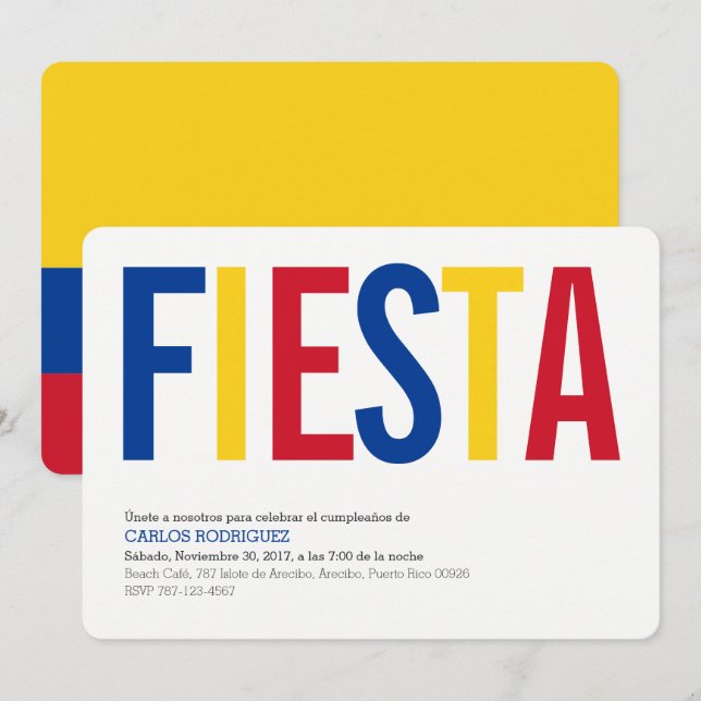 Party: Invitations: Colombia: Colombian Flag Invitation (Front/Back)