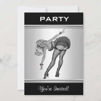 Party Invite Black & White Style Pin-Up Girl 19