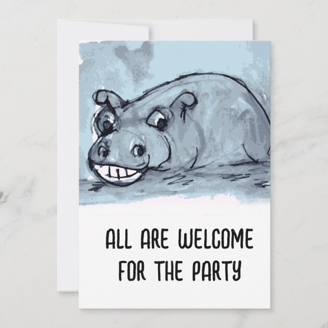 Party Invite Hippo (Front)