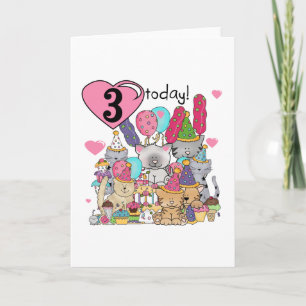 Party Kittens 3rd  Birthday Tshirts and gifts Card