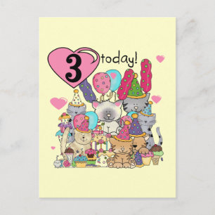 Party Kittens 3rd Birthday Tshirts and gifts Invitation Postcard