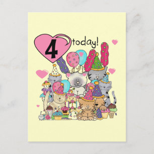 Party Kittens 4th Birthday T-shirts and gifts Invitation Postcard