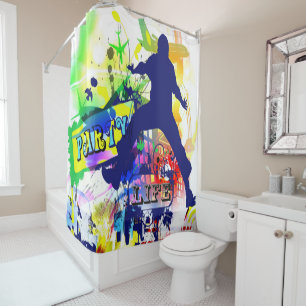 Party Life Cityscape With Dancer Shower Curtain