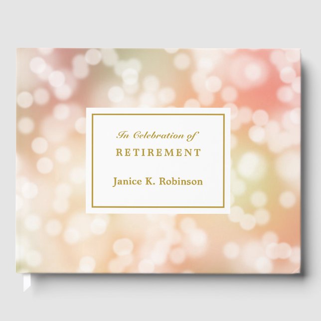 Party Lights Elegant Retirement Guest Book (Front)