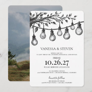 Party Lights Rehearsal Dinner Invitation