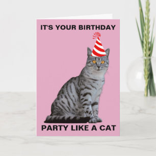 PARTY LIKE A CAT BIRTHDAY CARD