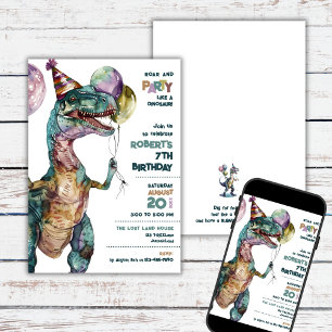 Party Like a Dinosaur Birthday Party Invitation